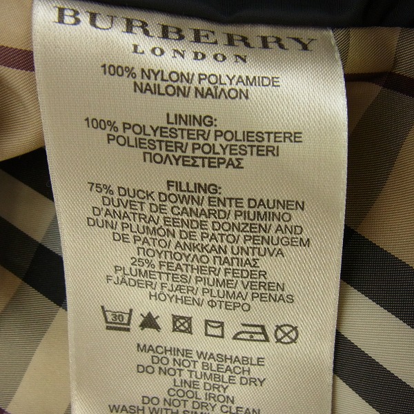 実際に弊社で買取させて頂いたBURBERRY LONDON/バーバリーロンドン ダウンジャケット /Mの画像 4枚目