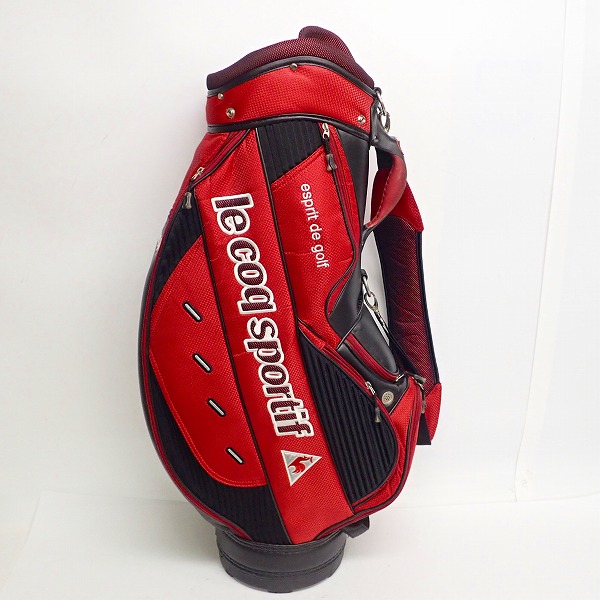 実際に弊社で買取させて頂いたle coq sportif/ルコックスポルティフ 9.0型 7分割 キャディバッグ/レッド×ブラック QQ1087の画像 3枚目