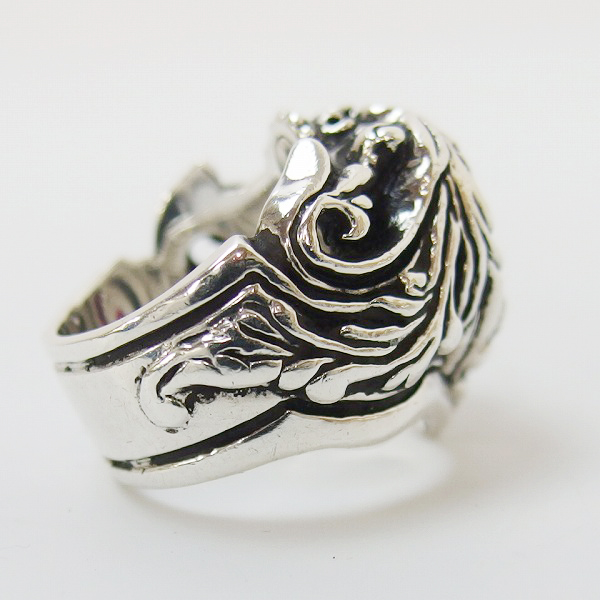 実際に弊社で買取させて頂いた【ギャラ付】Leathers and Treasures/レザーズアンドトレジャーズ Scroll heart ring w/Stone Red 9号の画像 3枚目