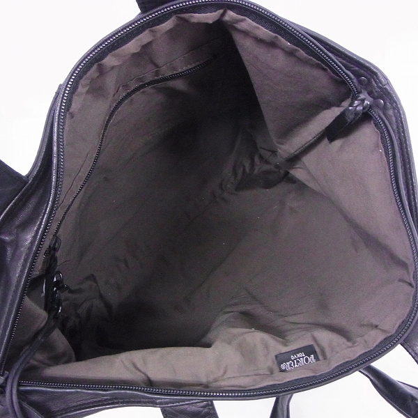 実際に弊社で買取させて頂いたPORTER/ポーター レザートートバッグ ブラック ポーチ付の画像 4枚目