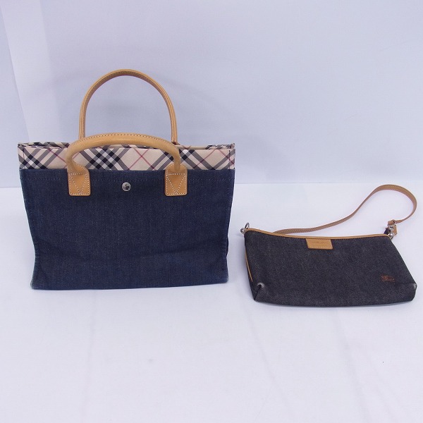実際に弊社で買取させて頂いたBurberry Blue Label/バーバリーブルーレーベル デニム インディゴトートバッグ/デニム ショルダーバッグ 2点セットの画像 1枚目