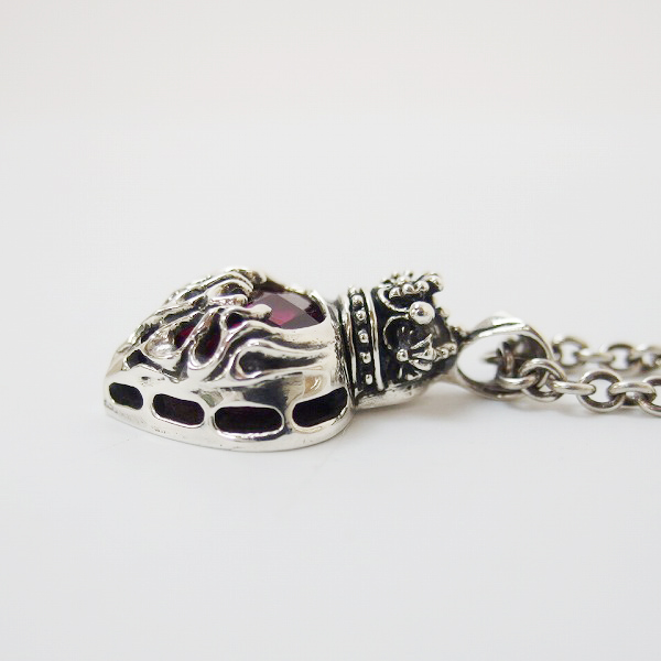 実際に弊社で買取させて頂いた【ギャラ付】Leathers and Treasures/レザーズアンドトレジャーズ Mini frame heart pendant w/Stone Redの画像 2枚目