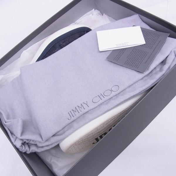 実際に弊社で買取させて頂いたJIMMY CHOO/ジミーチュウ ハイカットスニーカー クロコ型押し ネイビー/40の画像 7枚目