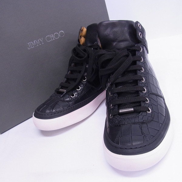 実際に弊社で買取させて頂いたJIMMY CHOO/ジミーチュウ ハイカットスニーカー クロコ型押し ブラック/40