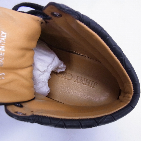 実際に弊社で買取させて頂いたJIMMY CHOO/ジミーチュウ ハイカットスニーカー クロコ型押し ブラック/40の画像 4枚目