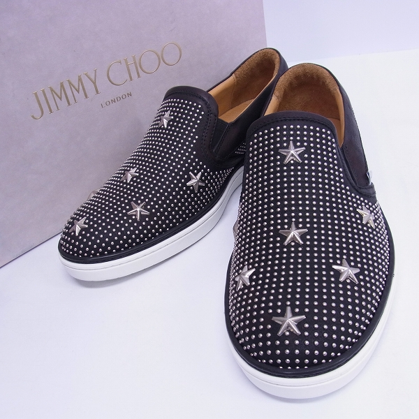 実際に弊社で買取させて頂いたJIMMY CHOO/ジミーチュウ スタースタッズ レザースリッポン 141GROVE/40.5