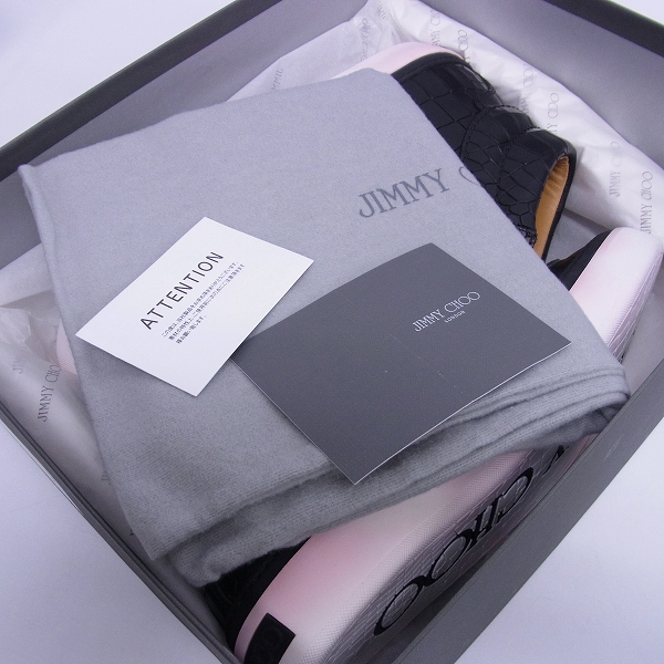 実際に弊社で買取させて頂いたJIMMY CHOO/ジミーチュウ ハイカットスニーカー クロコ型押し ブラック/40の画像 7枚目