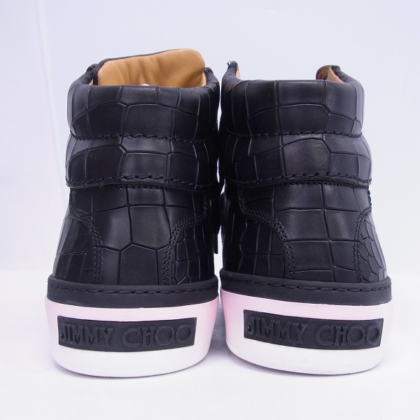 実際に弊社で買取させて頂いたJIMMY CHOO/ジミーチュウ ハイカットスニーカー クロコ型押し ブラック/40の画像 1枚目