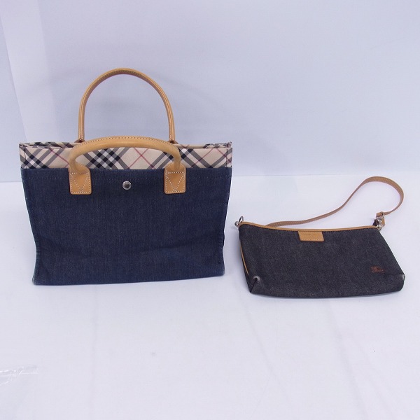 実際に弊社で買取させて頂いたBurberry Blue Label/バーバリーブルーレーベル デニム インディゴトートバッグ/デニム ショルダーバッグ 2点セット
