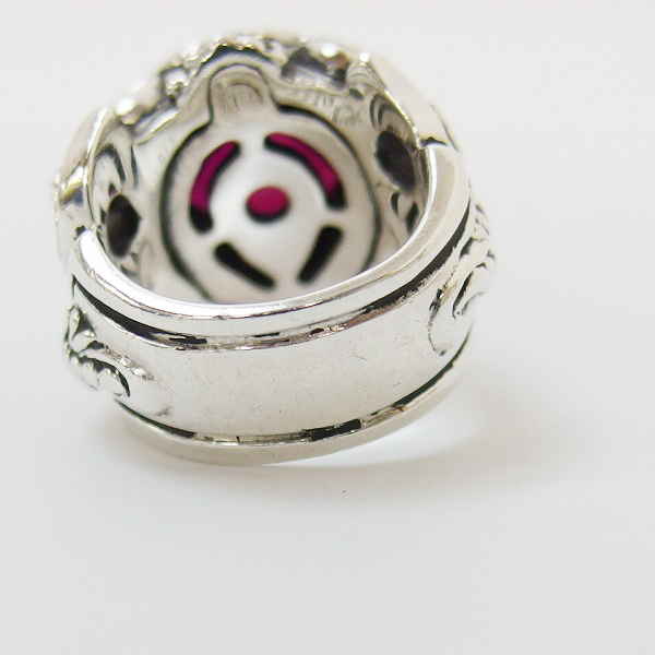 実際に弊社で買取させて頂いた【ギャラ付】Leathers and Treasures/レザーズアンドトレジャーズ Scroll heart ring w/Stone Red 9号の画像 4枚目