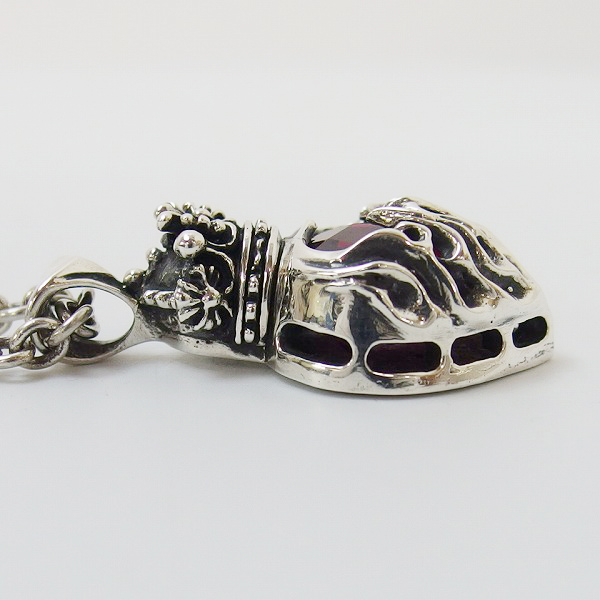 実際に弊社で買取させて頂いた【ギャラ付】Leathers and Treasures/レザーズアンドトレジャーズ Mini frame heart pendant w/Stone Redの画像 3枚目