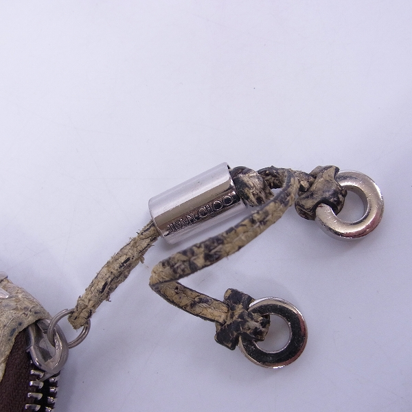 実際に弊社で買取させて頂いたJIMMY CHOO/ジミーチュウ パイソン/スタースタッズ ラウンドジップウォレットの画像 6枚目