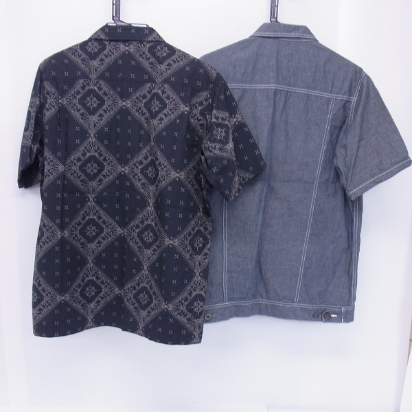 実際に弊社で買取させて頂いたBack Channel/バックチャンネル ハーフスリーブ ワークシャツ/M 総柄 シャツ/L 2点セットの画像 1枚目