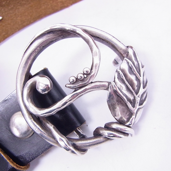 実際に弊社で買取させて頂いたGARNI＆Co/ガルニ スターリングシルバー製 リーフモチーフ バックル/レザーベルトの画像 3枚目