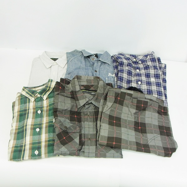 実際に弊社で買取させて頂いたBack Channel/バックチャンネル 総柄 チェック ストライプ 長袖 シャツ/ハーフパンツ 6点セット