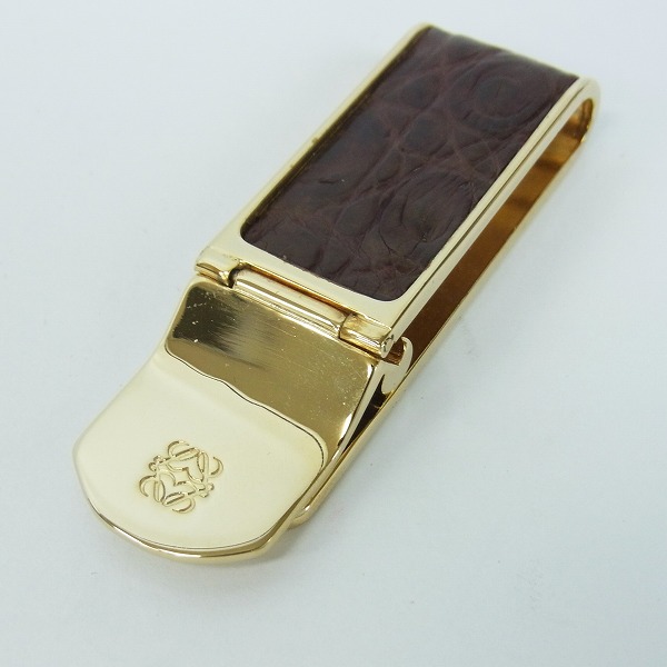 実際に弊社で買取させて頂いたLOEWE/ロエベ レザー型押し マネークリップ ゴールド
