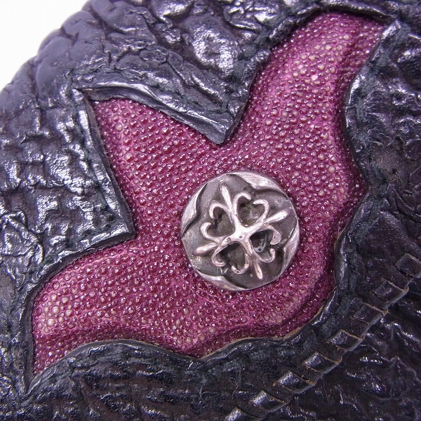 実際に弊社で買取させて頂いたA&G/エーアンドジー 1スナップ スティングレイ クラウンインレイ レザーウォレットの画像 7枚目