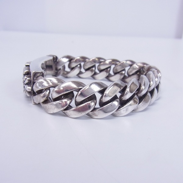 実際に弊社で買取させて頂いたA&G/エーアンドジー フローラルモチーフ クラシックチェーン IDブレスレット w/ストーンパヴェ 15リンクの画像 2枚目