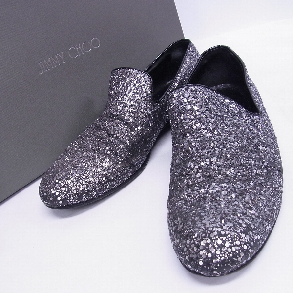 実際に弊社で買取させて頂いたJIMMY CHOO/ジミーチュウ ラメレザー スリッポン ブラック/40