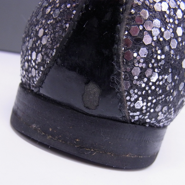 実際に弊社で買取させて頂いたJIMMY CHOO/ジミーチュウ ラメレザー スリッポン ブラック/40の画像 7枚目