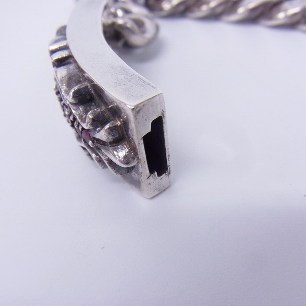 実際に弊社で買取させて頂いたA&G/エーアンドジー フローラルモチーフ クラシックチェーン IDブレスレット w/ストーンパヴェ 15リンクの画像 6枚目