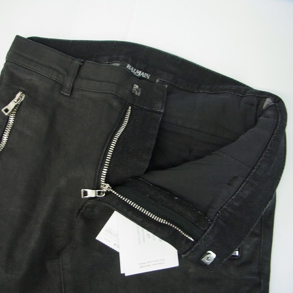 実際に弊社で買取させて頂いたBALMAIN/バルマン 16AW コーティング加工バイカーデニムパンツ W6HD528C807/27の画像 2枚目