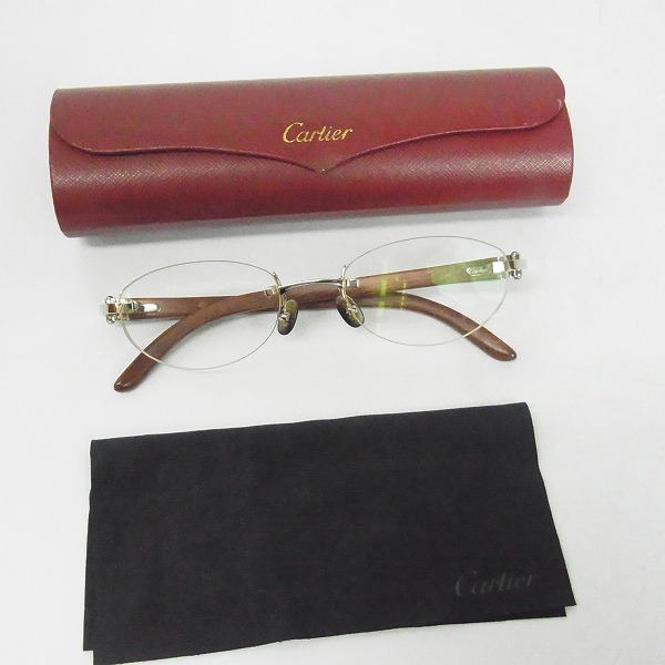 実際に弊社で買取させて頂いたCartier/カルティエ 眼鏡/メガネフレーム ウッド/木製 フランス製/140bの画像 9枚目