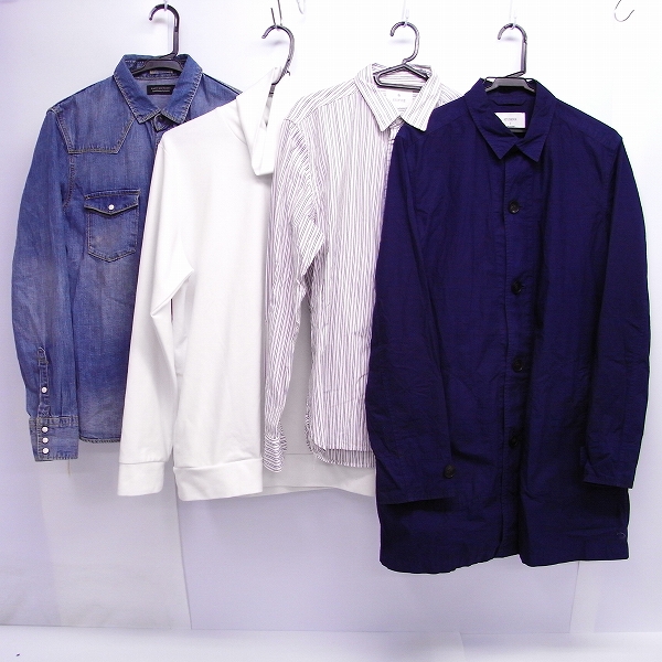 実際に弊社で買取させて頂いたEDIFICE/エディフィス STUDIOUS/ステュディオス他 ストライプ柄/ロング丈/デニムシャツ等 Size：M/L/2/44 4点セット
