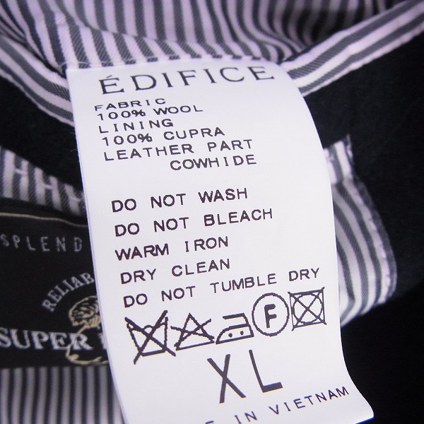 実際に弊社で買取させて頂いたEDIFICE/エディフィス SUPER 100’S メルトンウールコート/XLの画像 4枚目