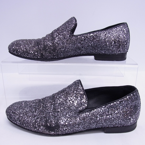 実際に弊社で買取させて頂いたJIMMY CHOO/ジミーチュウ ラメレザー スリッポン ブラック/40の画像 3枚目