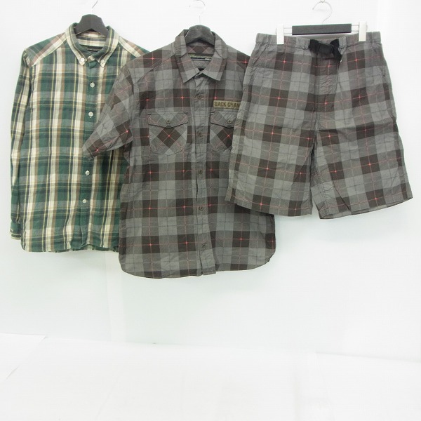 実際に弊社で買取させて頂いたBack Channel/バックチャンネル 総柄 チェック ストライプ 長袖 シャツ/ハーフパンツ 6点セットの画像 2枚目