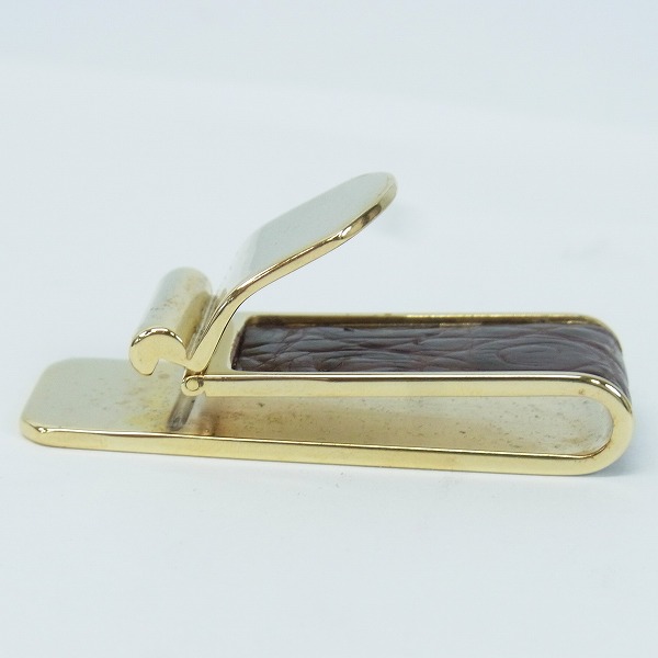 実際に弊社で買取させて頂いたLOEWE/ロエベ レザー型押し マネークリップ ゴールドの画像 4枚目