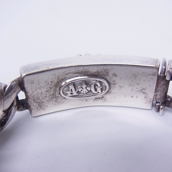 実際に弊社で買取させて頂いたA&G/エーアンドジー フローラルモチーフ クラシックチェーン IDブレスレット w/ストーンパヴェ 15リンクの画像 4枚目