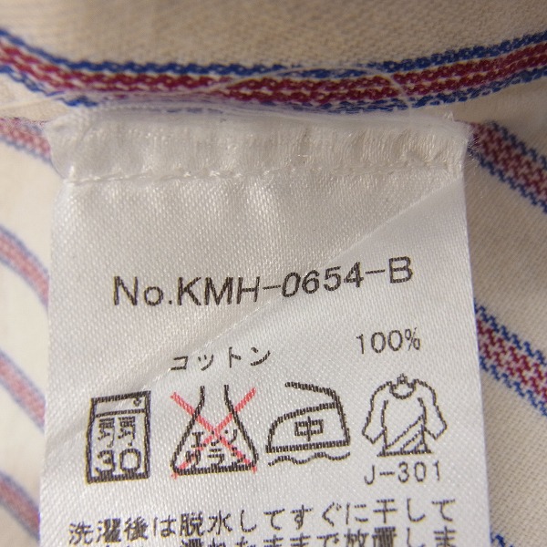 実際に弊社で買取させて頂いた【16AW】MAISON KITSUNE/メゾンキツネ ロゴ刺繍 ストライプ柄シャツ39の画像 3枚目