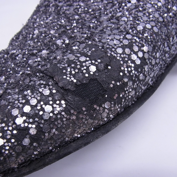 実際に弊社で買取させて頂いたJIMMY CHOO/ジミーチュウ ラメレザー スリッポン ブラック/40の画像 6枚目
