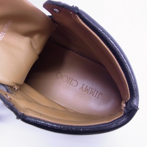 実際に弊社で買取させて頂いたJimmy Choo/ジミーチュウ スタースタッズ付 レザー ハイカット スニーカー/42の画像 4枚目