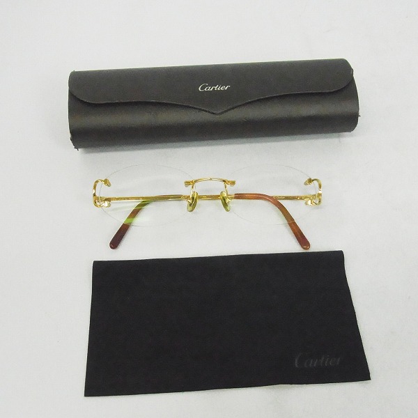 実際に弊社で買取させて頂いたCartier/カルティエ 眼鏡/メガネフレーム ツーポイント フランス製/135の画像 9枚目