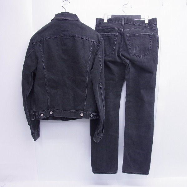 実際に弊社で買取させて頂いたHELMUT LANG/ヘルムートラング ブラックデニムパンツ/ジャケット セットの画像 1枚目