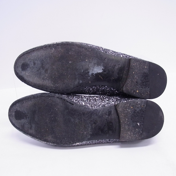実際に弊社で買取させて頂いたJIMMY CHOO/ジミーチュウ ラメレザー スリッポン ブラック/40の画像 2枚目