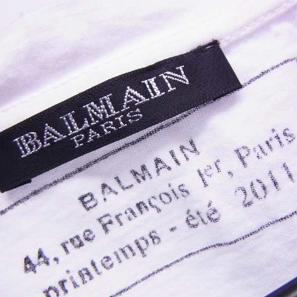 実際に弊社で買取させて頂いたBALMAIN/バルマン Tシャツ カットソー ダメージ加工 S1HJ607B557 ホワイト/Sの画像 2枚目