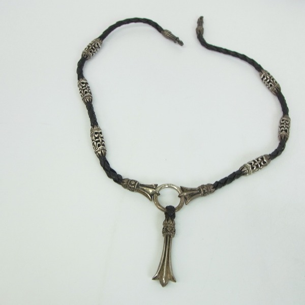 実際に弊社で買取させて頂いたA&G/エーアンドジー クロステイル レザーネックレス/チョーカー ローラーリンクの画像 7枚目