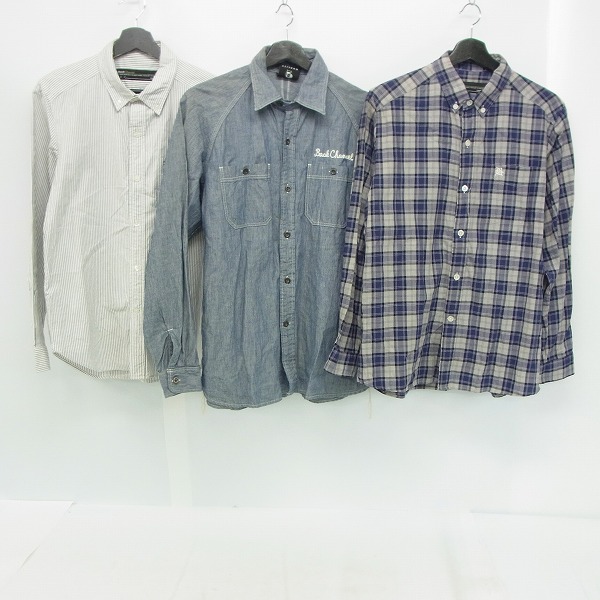 実際に弊社で買取させて頂いたBack Channel/バックチャンネル 総柄 チェック ストライプ 長袖 シャツ/ハーフパンツ 6点セットの画像 1枚目