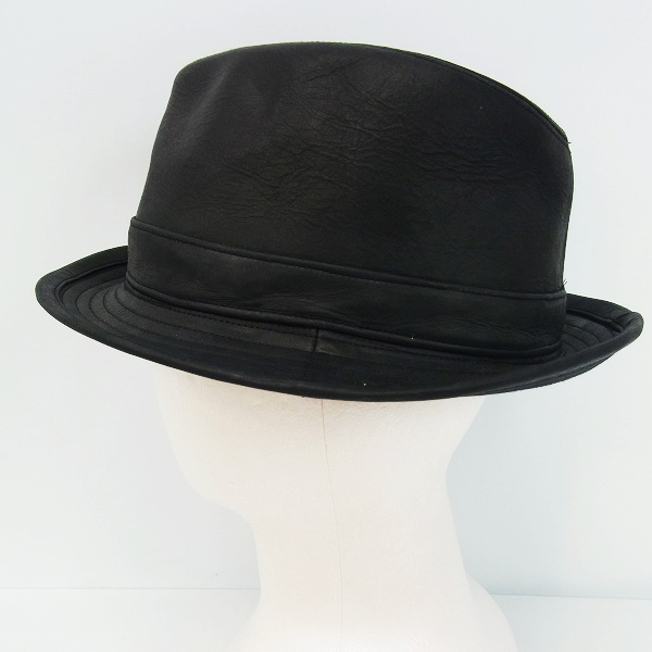 実際に弊社で買取させて頂いたCA4LA/カシラ カウレザー/牛革 中折れ ハット/帽子 ブラックの画像 2枚目