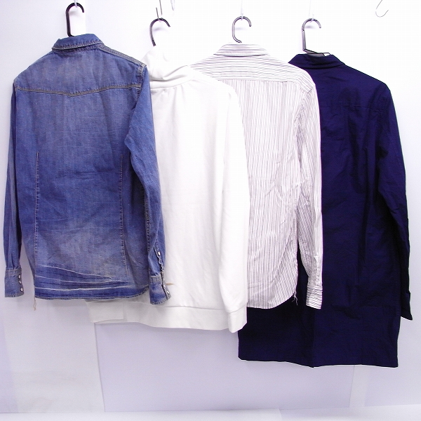 実際に弊社で買取させて頂いたEDIFICE/エディフィス STUDIOUS/ステュディオス他 ストライプ柄/ロング丈/デニムシャツ等 Size：M/L/2/44 4点セットの画像 1枚目