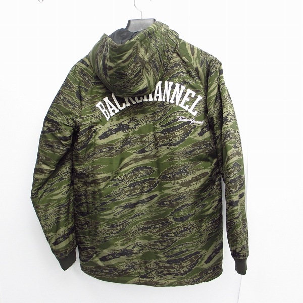 実際に弊社で買取させて頂いた【未使用】BACK CHANNEL/バックチャンネル HOODED WINDBREAKER ナイロン中綿フードジャケット カモ柄 Sの画像 1枚目