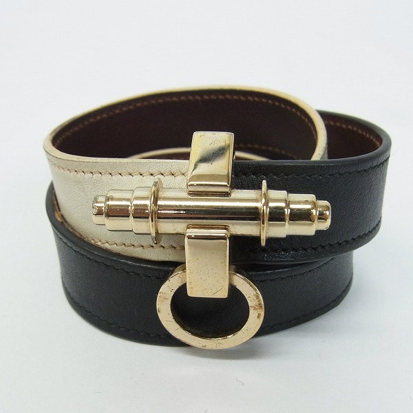 実際に弊社で買取させて頂いたGIVENCHY/ジバンシー Obsedia 2トーン 3連レザーブレスレットの画像 1枚目