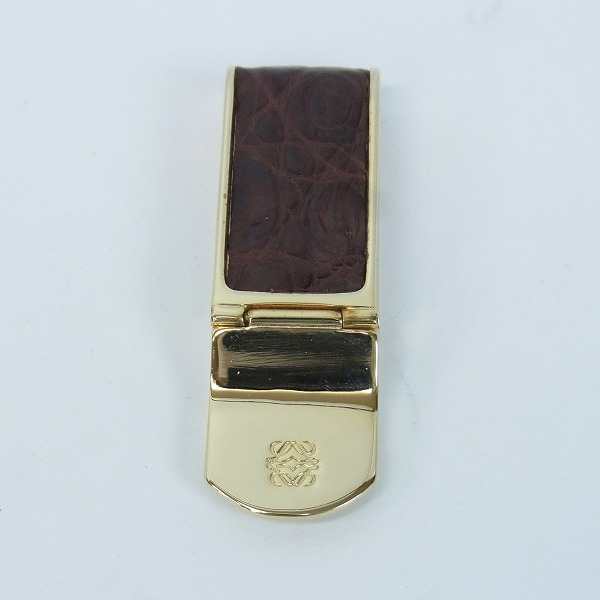 実際に弊社で買取させて頂いたLOEWE/ロエベ レザー型押し マネークリップ ゴールドの画像 1枚目