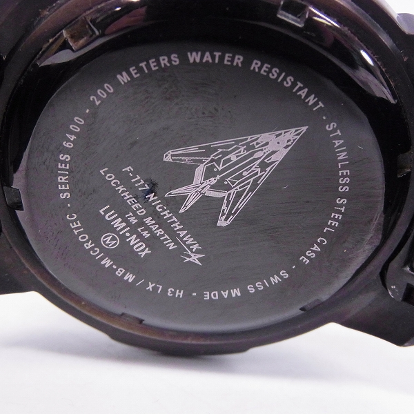 実際に弊社で買取させて頂いたLUMINOX/ルミノックス F-117 ナイトホーク 6400-200 腕時計/黒【動作未確認】の画像 4枚目