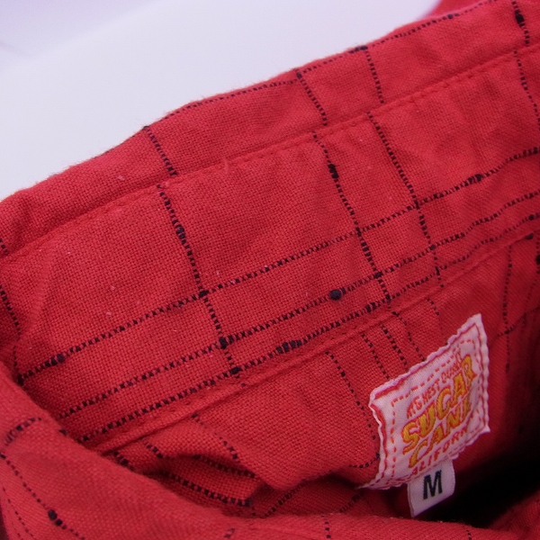 実際に弊社で買取させて頂いたSUGAR CANE/シュガーケーン チェック柄 長袖シャツ レッド/Mの画像 4枚目