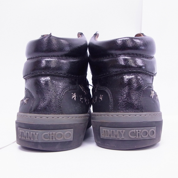 実際に弊社で買取させて頂いたJimmy Choo/ジミーチュウ スタースタッズ付 レザー ハイカット スニーカー/42の画像 1枚目